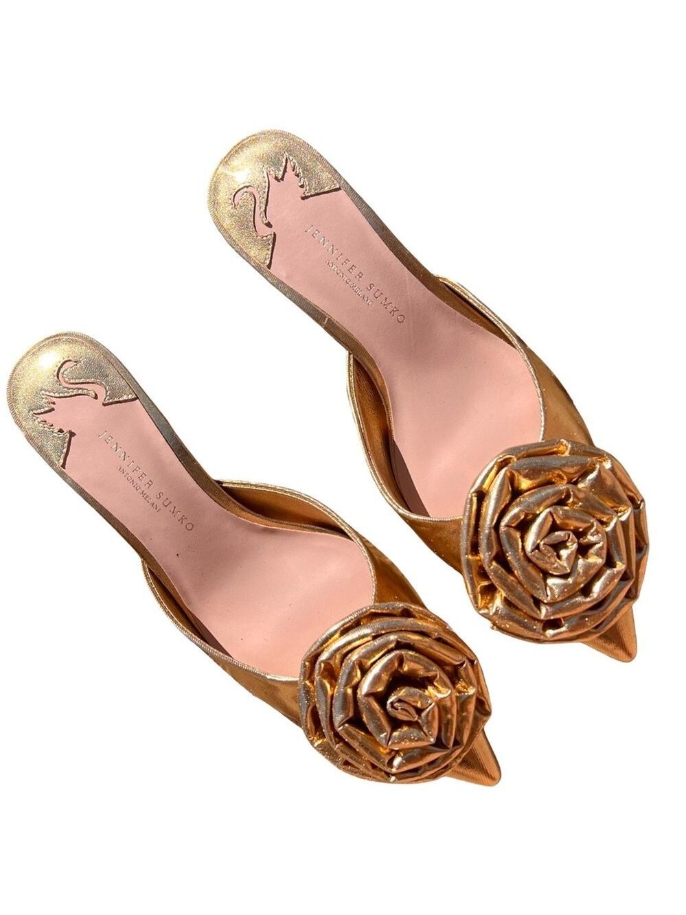 NWOB $129 Antonio Melani x Jennifer Sumko Jensy Metallic Flower Dress Mules - Picture 9 of 10